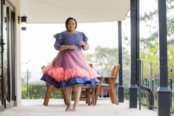 Tulle Accent Shweshwe Dress