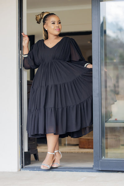 Black Midi Empire Dress