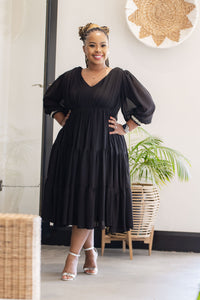Black Midi Empire Dress