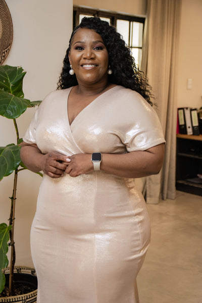 Sam Rose Gold Metallic Dress