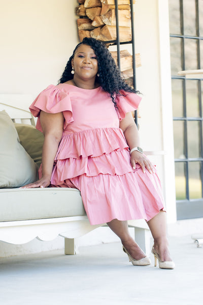 Soft Pink Flounce Dress