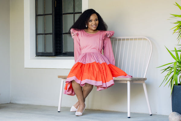 Pink & Orange Flared Dress