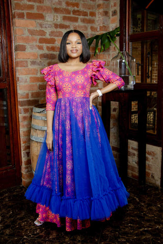 Qhawekazi Shweshwe and Tulle Dress