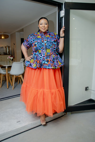 Orange Tutu Maxi Skirt