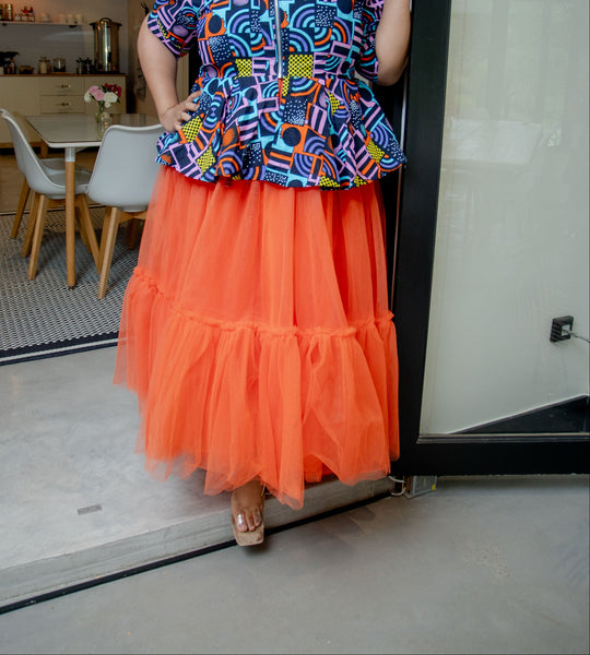 Orange Tutu Maxi Skirt