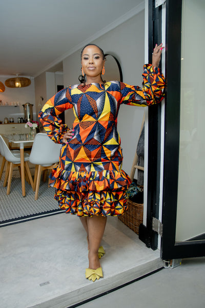 Ankara Ruffle Hem Dress