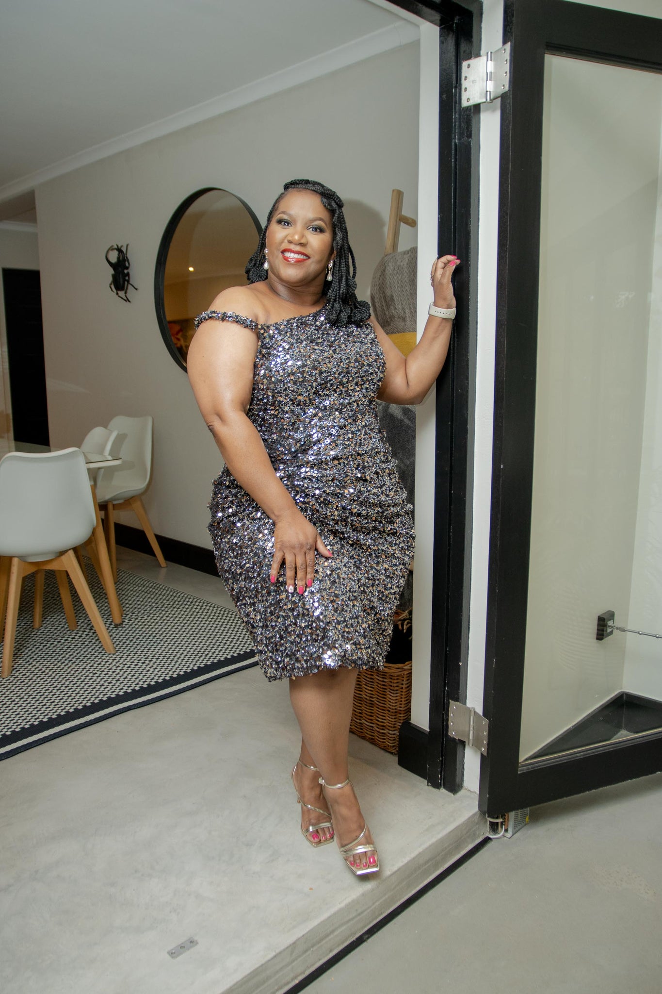 Sam Sequin Lace Cocktail Dress