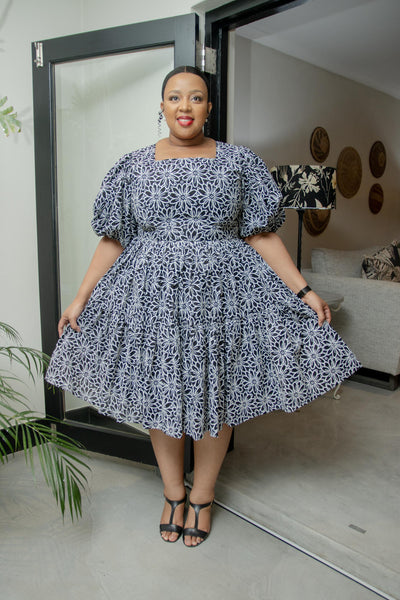 Black Floral Midi Dress