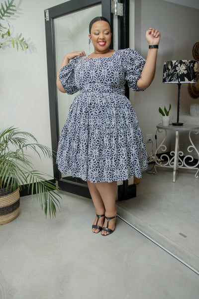 Black Floral Midi Dress