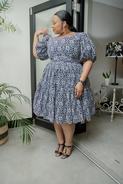 Black Floral Midi Dress