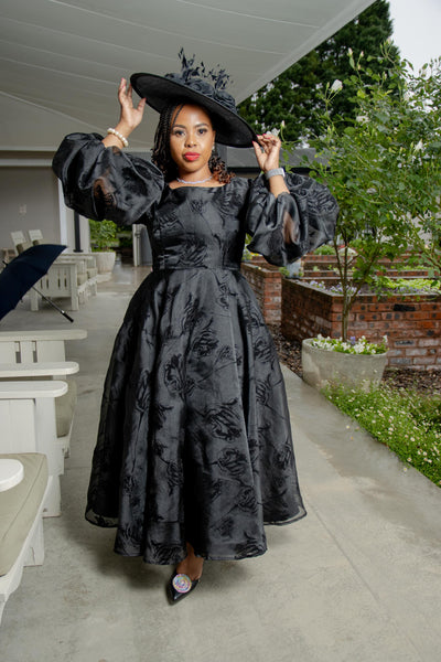 Sphi Black Organdy Dress
