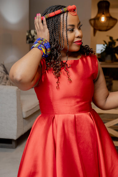 Red Sleeveless Mikado Dress