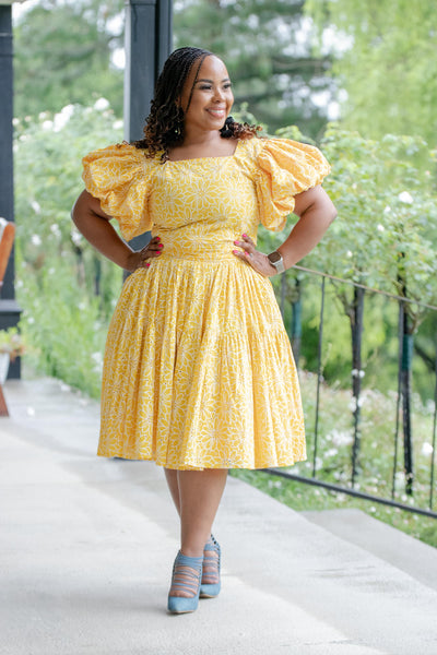 Sphi Yellow Floral Tiered Skirt