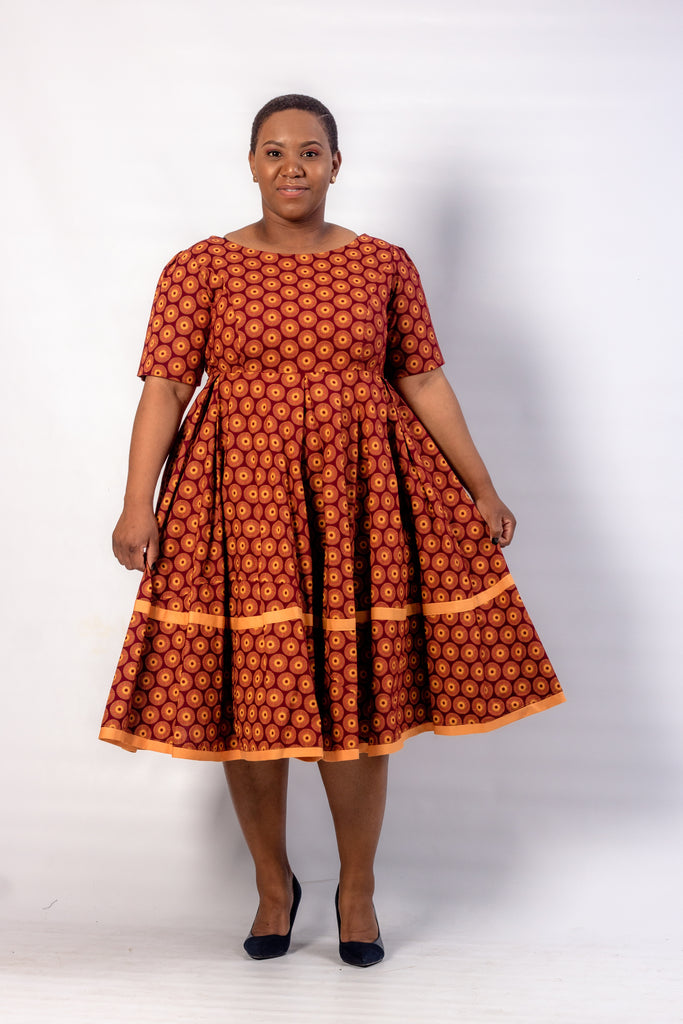 brown shweshwe wedding dresses Qhawekazi Sam's Shweshwe Dress – QhawekaziStyles