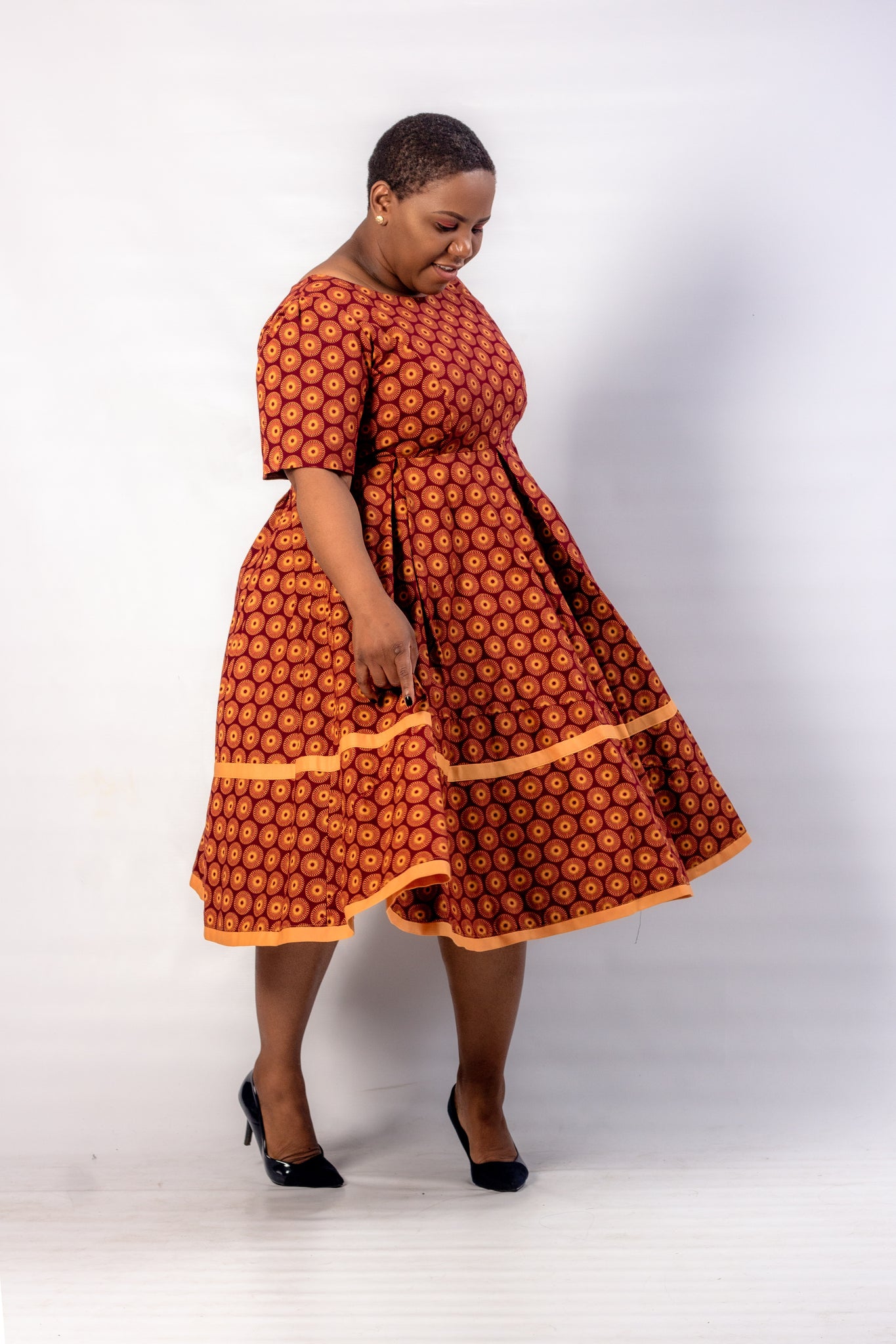 Qhawekazi Sam's Shweshwe Dress QhawekaziStyles Qhawekazi Sam's Shweshwe Dress QhawekaziStyles