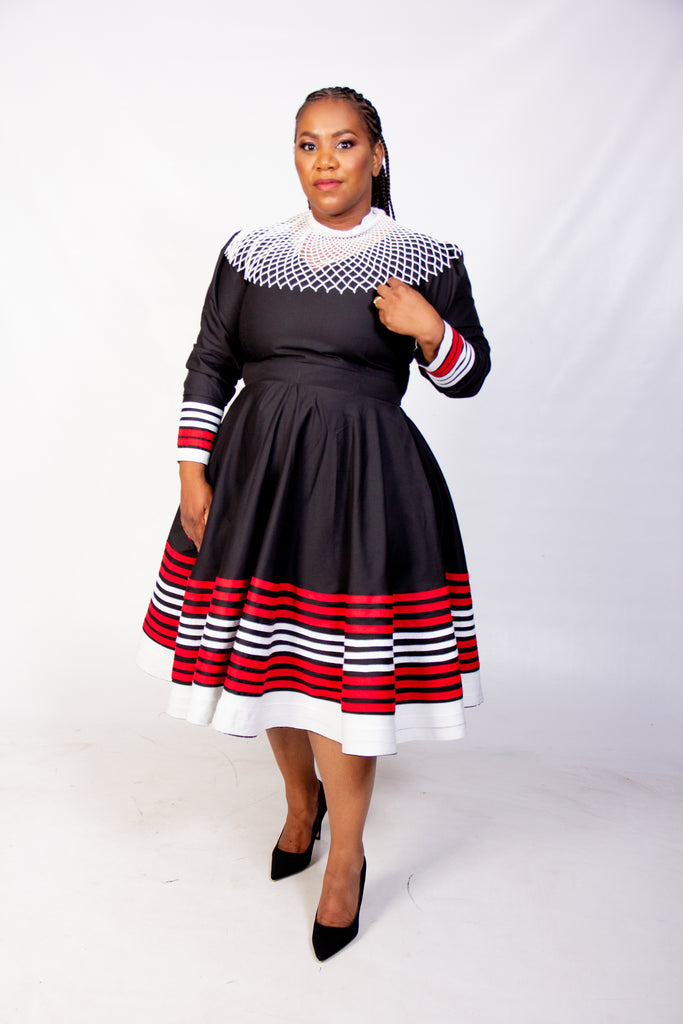 Modern Xhosa Dress in Black QhawekaziStyles Modern Xhosa Dress in Black QhawekaziStyles