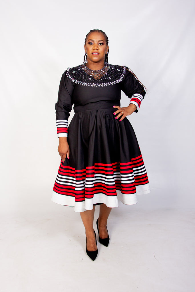 Modern Xhosa Dress in Black QhawekaziStyles Modern Xhosa Dress in Black QhawekaziStyles